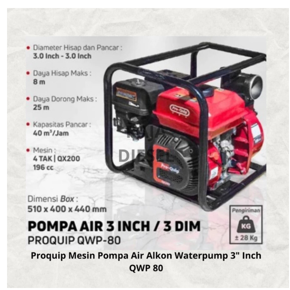 Proquip Mesin Pompa Air Alkon Waterpump 3" Inch QWP 80 QWP80