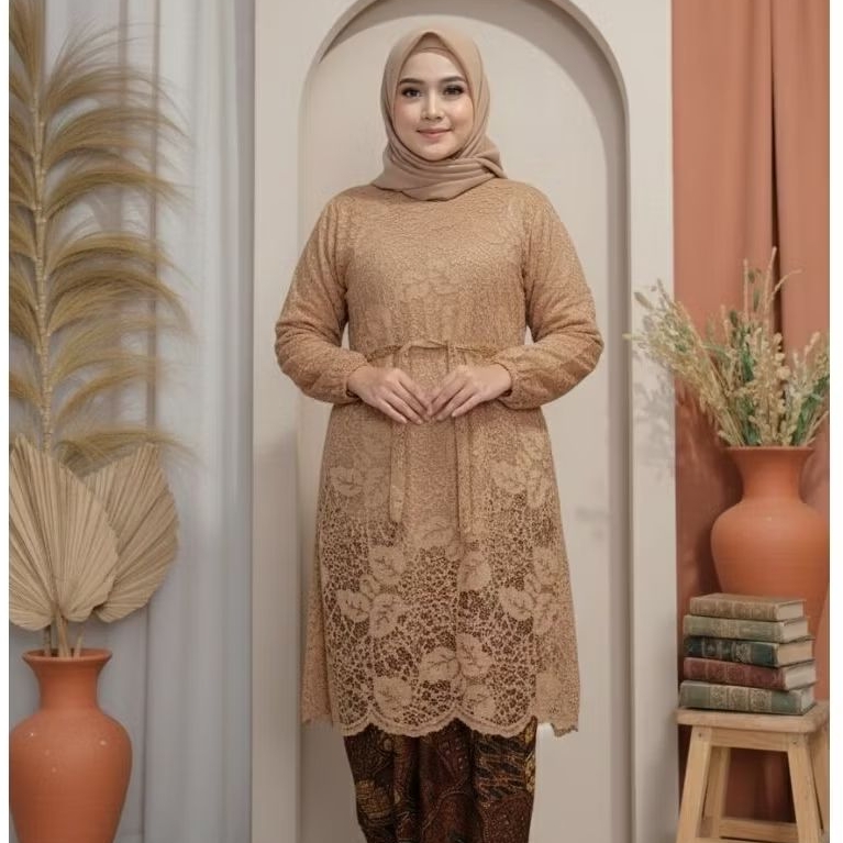 Liliarda Kebaya brokat wanita full furing Blus brokat premium Baju kurung brokat modern terbaru ukur