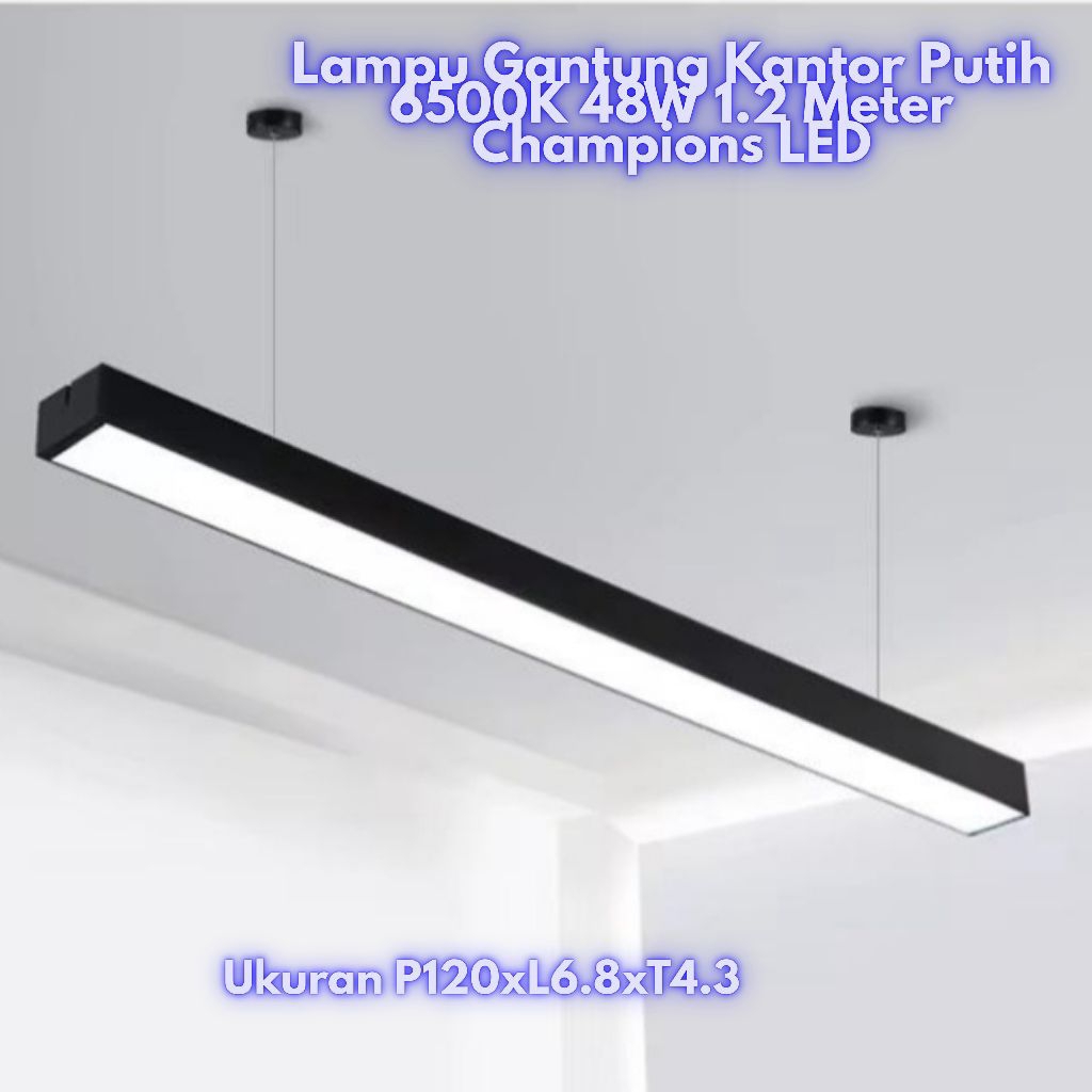 Lampu LED Office Plafon Gantung Kotak 120cm 48W Lampu Gantung Kantor 1.2 Meter