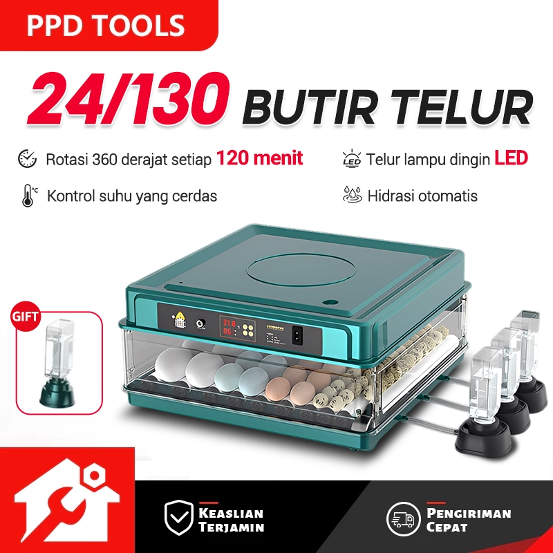 PPD 130 Buah, 64 Buah, 38 Buah, 24 Buah Inkubator Otomatis Penuh Inkubator Ayam Cerdas Tempat Tidur 
