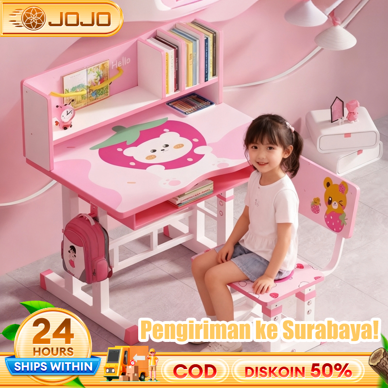 Meja belajar anak set kursi Meja belajar anak perempuan Meja belajar aesthetic Lemari belajar anak