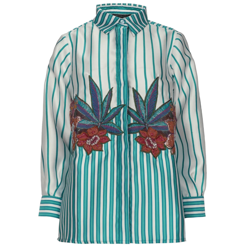 Atasan BJ_Benang Jarum Osella Jacquard Shirt Teal Size S