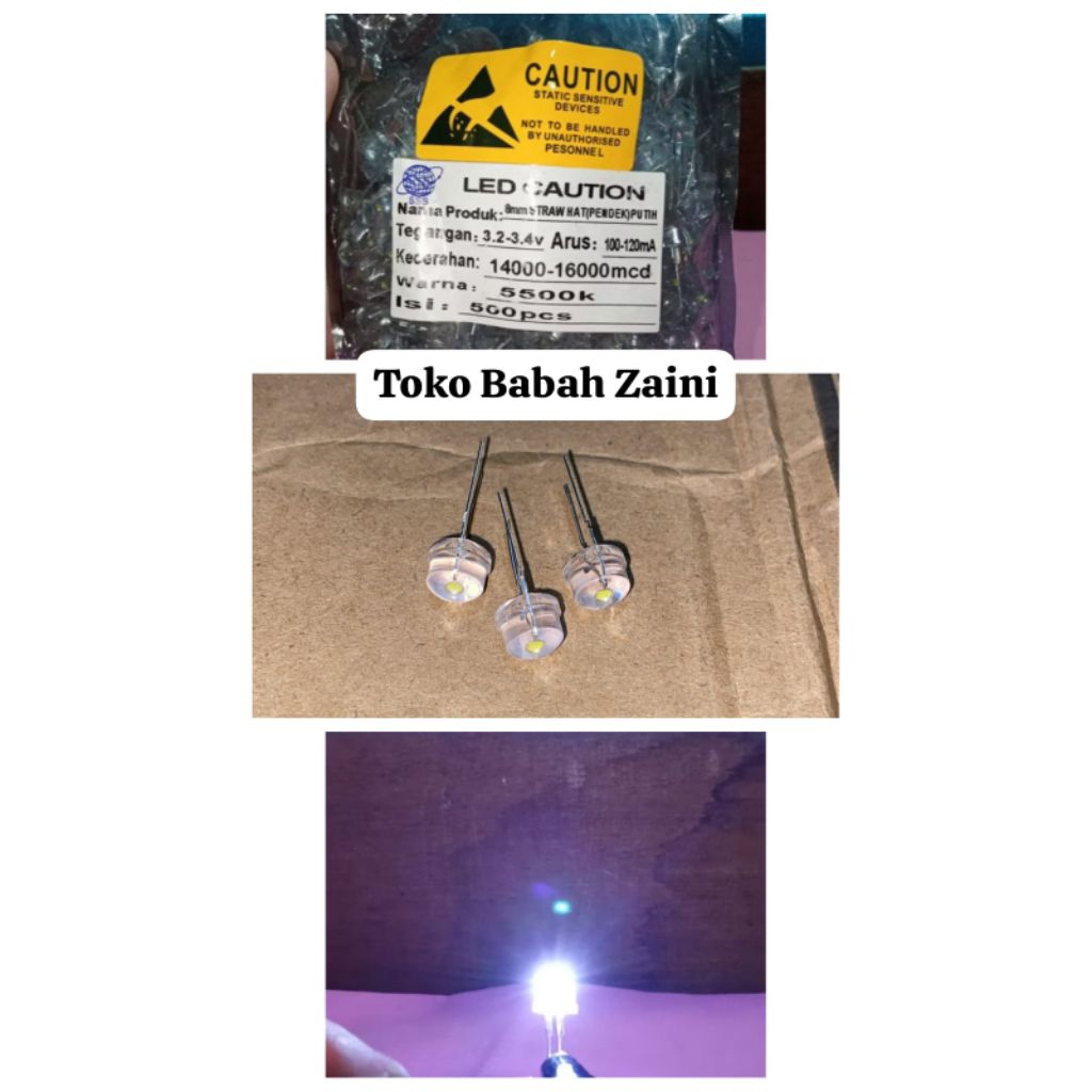 Led Strawhat 8mm, warna putih