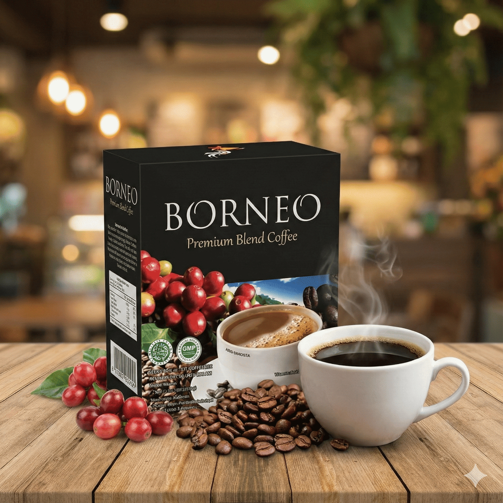 Kopi Borneo Exotica Premium Blend 5 Sachet - Black Coffee with Ginseng - Kopi Stamina Alami