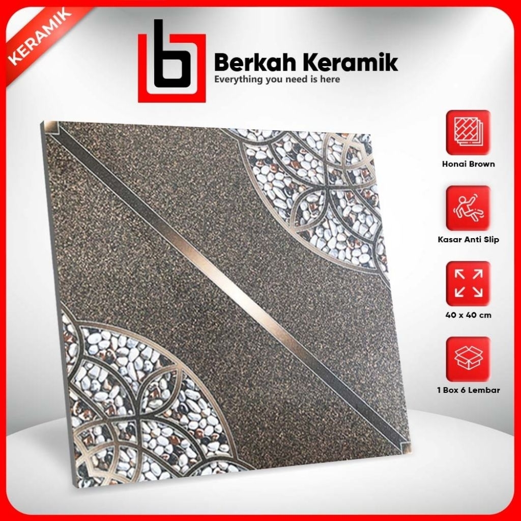 Keramik Lantai Garasi 40x40 Honai Brown