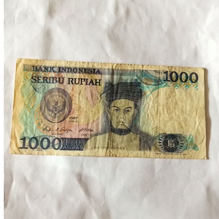 Uang kertas kuno 1.000 Rp 1987 thn