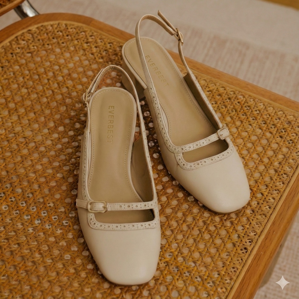 [PRELOVED] Sepatu Everbest Wanita Size 40 - Mary Jane Slingback Beige Original