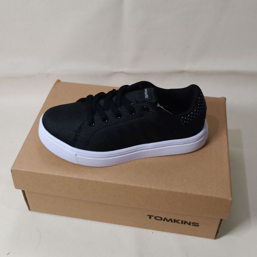 Sepatu Sekolah Tomkins perempuan original sepatu sekolah tomkins cora hitam/putih