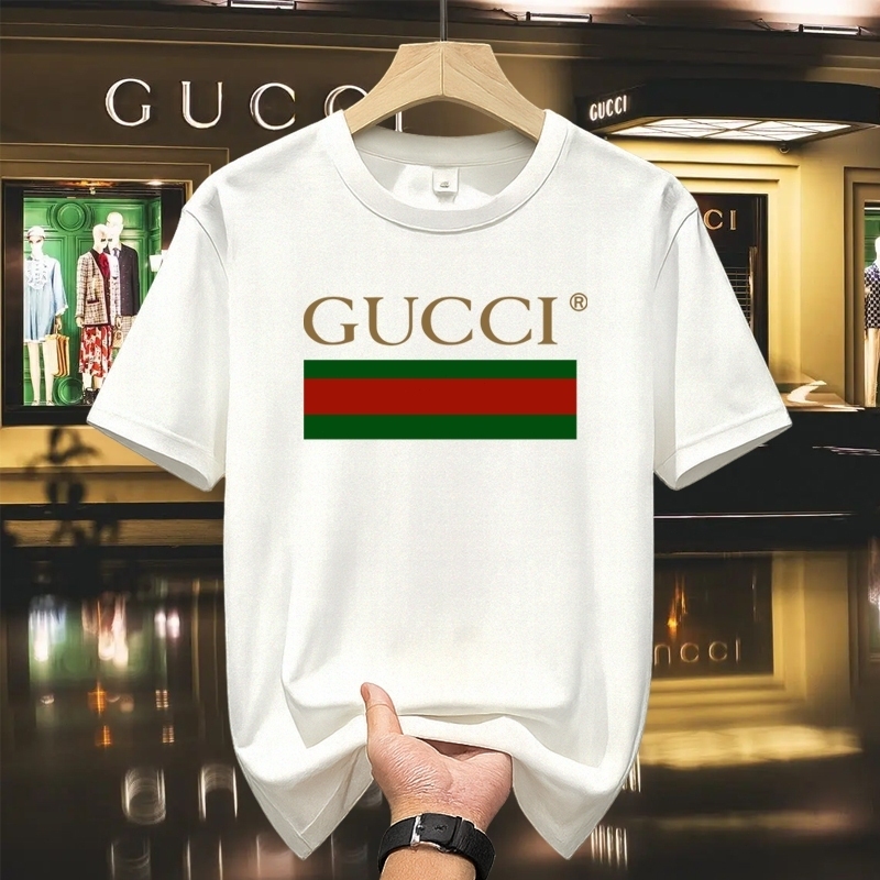 COD kaos distro pria katun combed kerah bundar ukuran besarTren Mode GUCCI kaos bergambar Kaos pria 