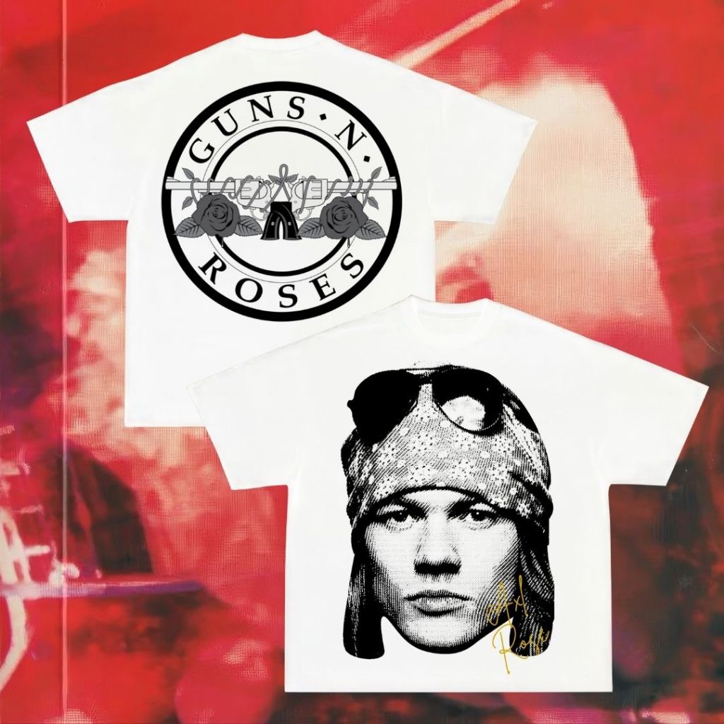 Glatosphere "Axl Rose" Oversized T-Shirt | White | Kaos Oversize | Vintage | Atasan | Guns N Roses
