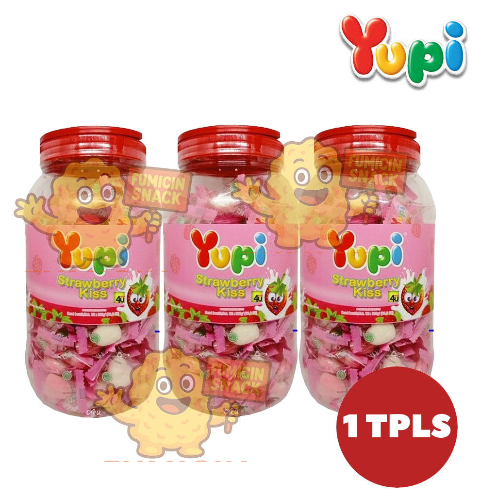 { ECER 1 TOPLES } Permen Yupi Strawberry Kiss Jar 300gr / Bolicious Mix Jar 250gr