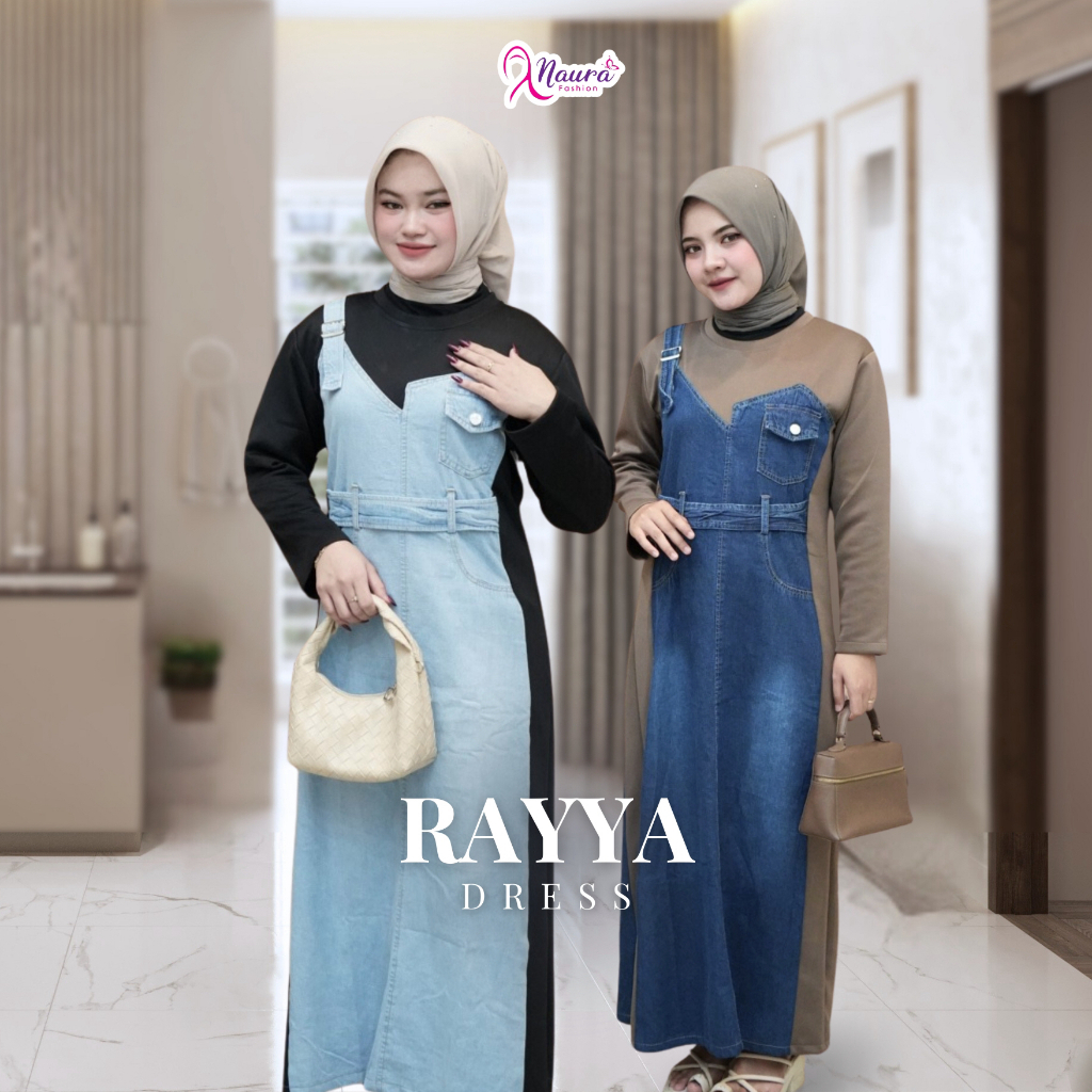Rayya Dress - Midi Jeans Kombinasi Wanita Muslim