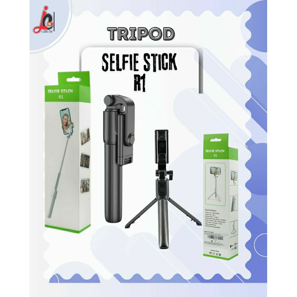TRIPOD R-1 SELFIE STICK STIK HP PANJANG 1 METER REMOTE BLUETOOTH MULTIFUNGSI