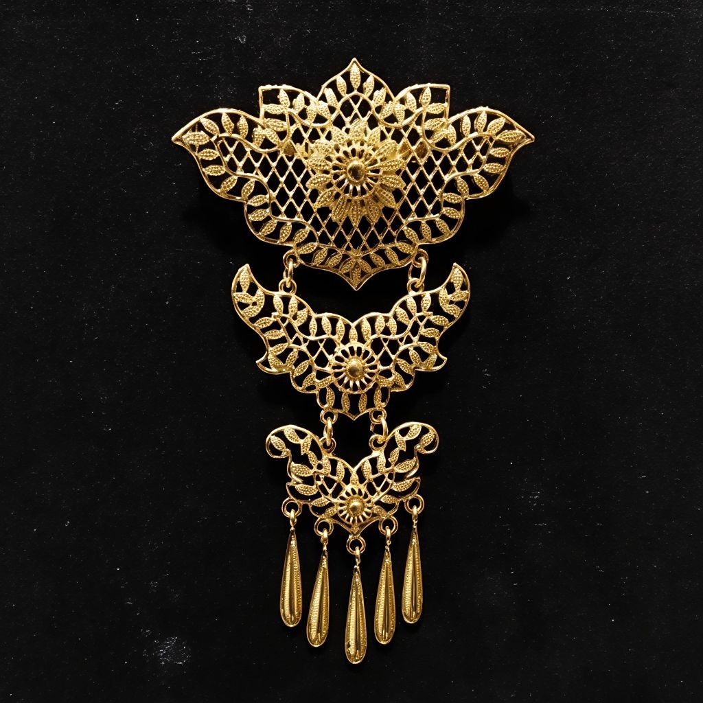 jawelry36 Kalung & Bros Pin Brooch Susun Tiga Adat Kebaya KutuBaru Kuning Putih Permata Polos Hijab 