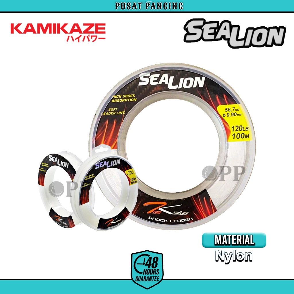 PUSATPANCING5 - Senar Pancing Leader Team Kamikaze Sea Lion Shock Leader 100M Clear Untuk Mancing di