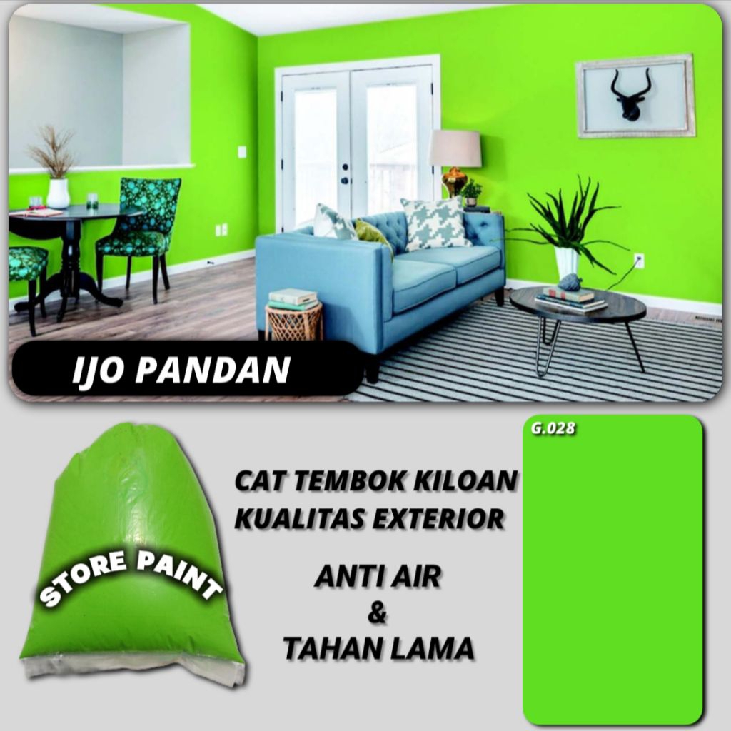 cat tembok glossy warna hijau pandan /  cat tembok glossy anti air / cat tembok glossy 1 kg