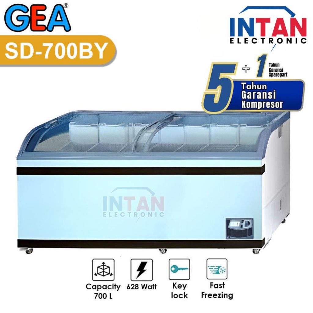 GEA CHEST FREEZER SLIDING CURVE GLASS 700 LITER SD-700BY / FREEZER BOX SD700BY MEDAN