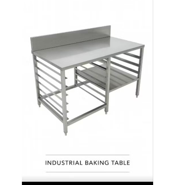 Meja Baking Stainless 120×75×85 | Meja Adonan Roti & Pastry | Meja Kerja Bakery Food Grade