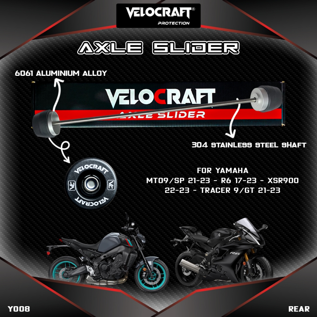 Velocraft Axle Slider As Roda Rear / Belakang Y008 Yamaha YZF-R6 YZF R6 YZF R 6 R SIX MT-09 MT09 MT-