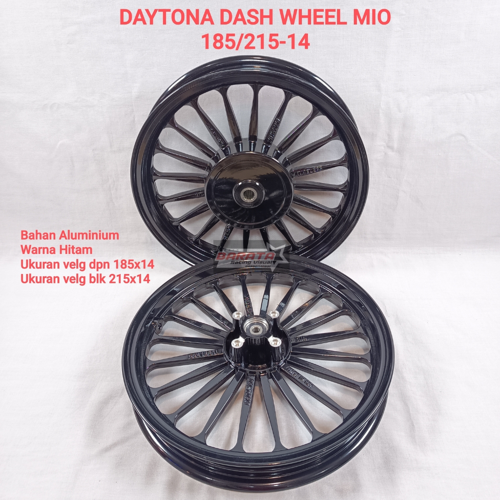 SEPASANG VELG DAYTONA DASH WHEEL MOTOR MIO 185/215 RING 14 WARNA HITAM ; SILVER
