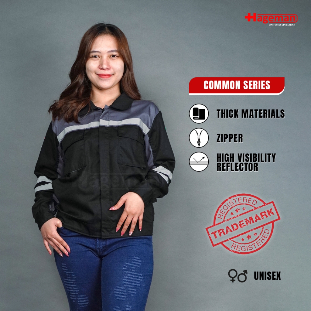 Hageman - Wearpack Safety / Wearpack Atasan Warna Abu Tua Kombinasi Warna Hitam