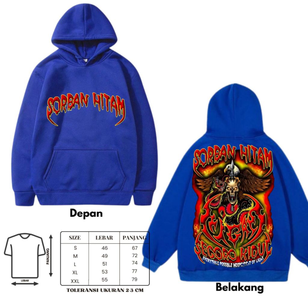 HOODIE Sorban hitam Bahan Fleece Standard Premium Tebal Dan Halus