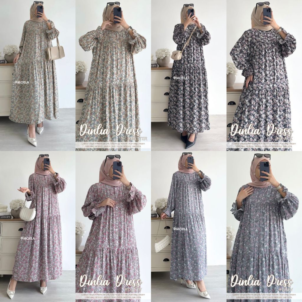 Dinlia Dress Gamis Jumbo Allsize Busui Premium Catton Rayon Original Ori Moela Berlabel