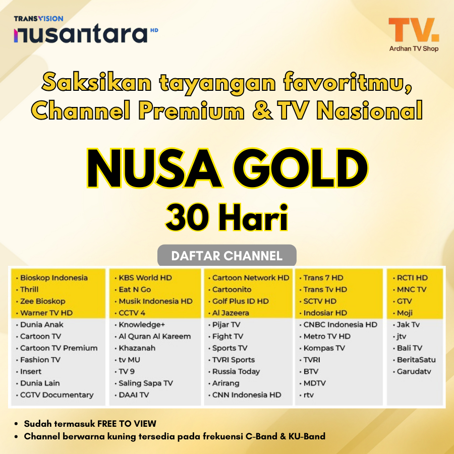 TransVision Nusantara HD Paket Gold 1 Bulan