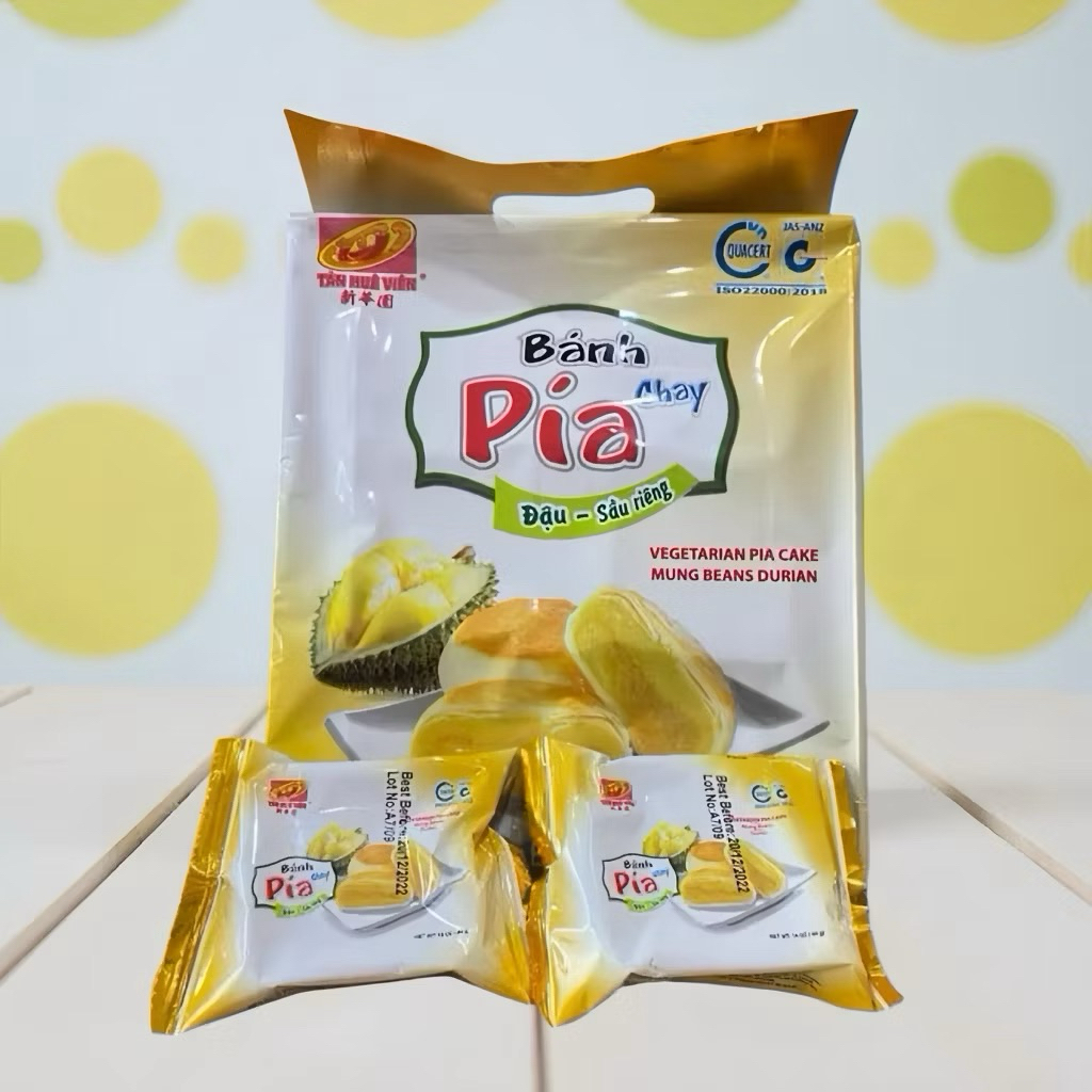 Kue Pia Vietnam Vegetarian Mung Beans Durian - Banh Pia Mung Beans Durian 480gram | Pack