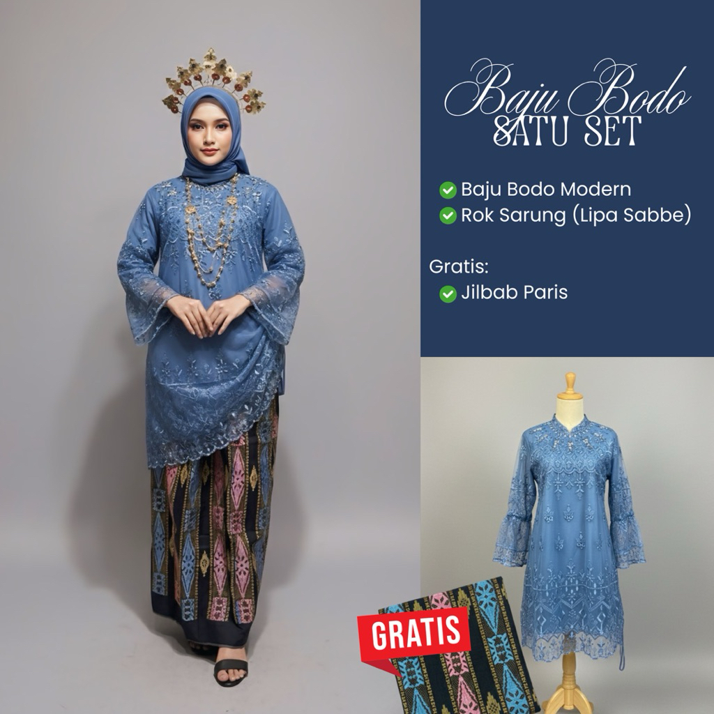 BAJU BODO PREMIUM GRATIS JILBAB | Langsung Kirim | Original Khas Makassar