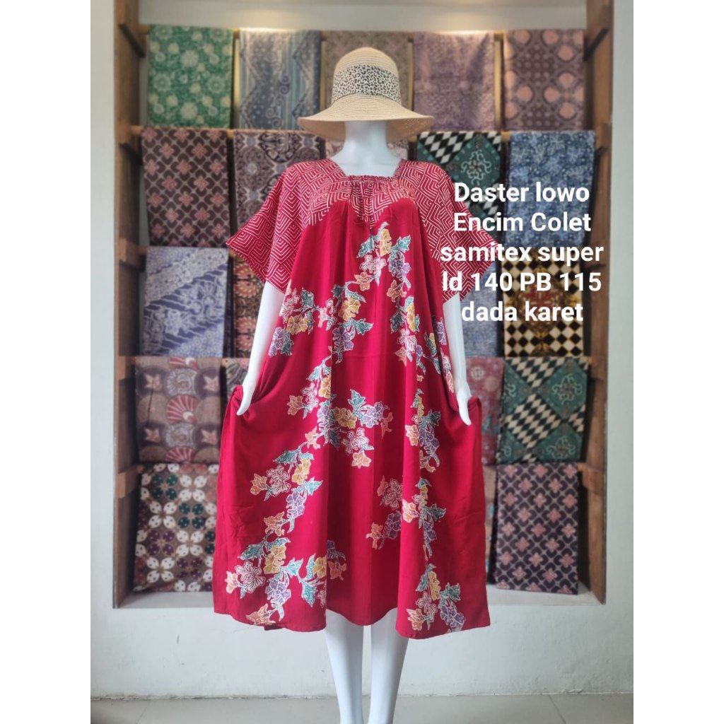 Daster Lowo Encim Colet Bunga Batik Cap Kombinasi Batik Tulis Premium