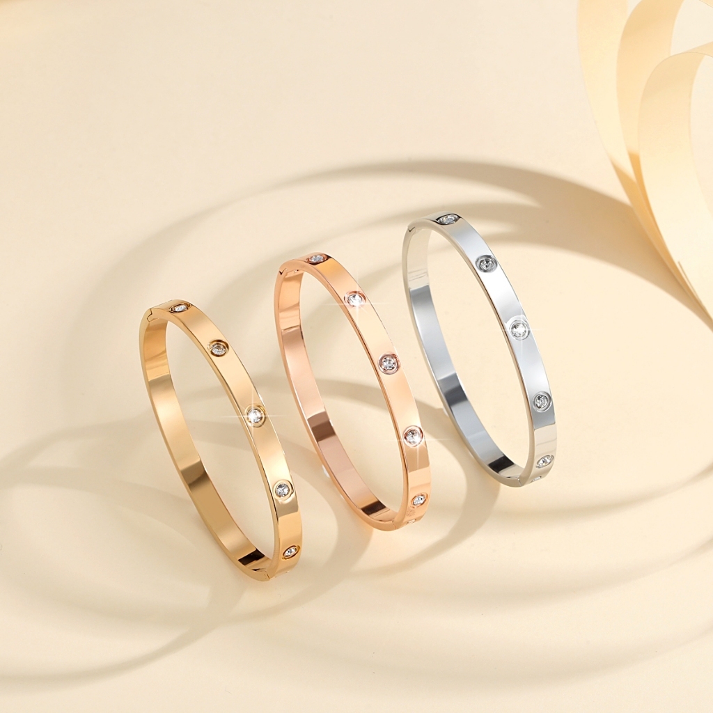 gelang wanita bangle lebar ctr mata gelang wanita titanium anti karat titanium