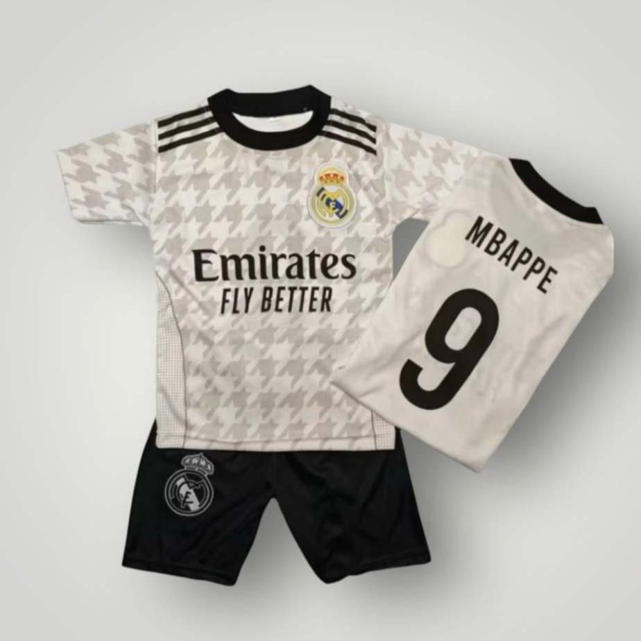 Setelan Baju Bola Anak Real Madrid Mbappe Untuk Usia 6 Bulan - 15 Tahun Kaos SepakBola Uniseks Cowok