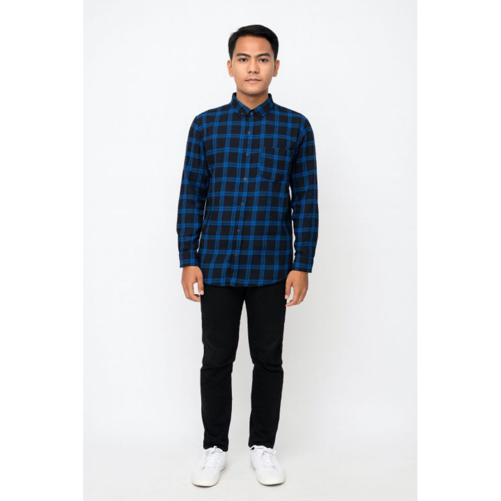 Kemeja panel premium cowok/cewek lengan panjang baju distro Slim-fitting Hitam Putih putih kemeja ke