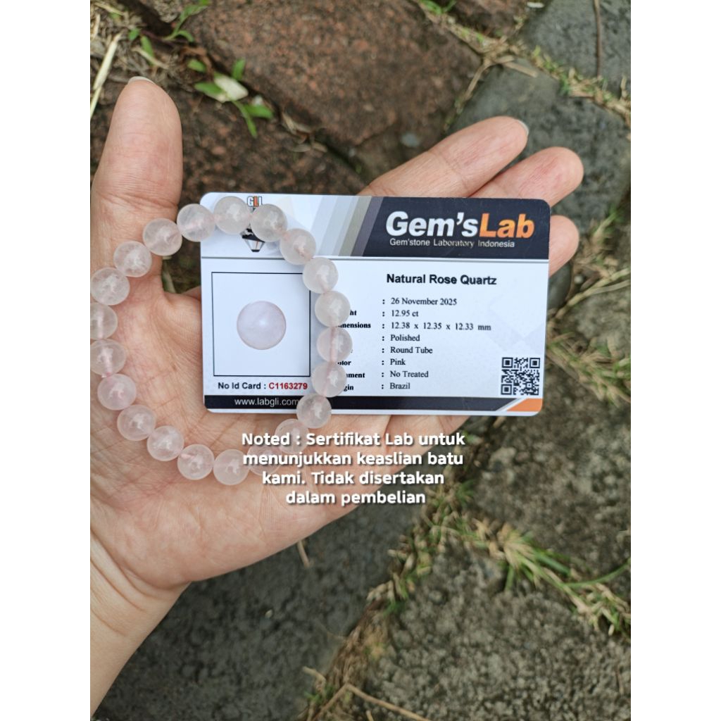 ICE CRYSTAL ROSE QUARTZ - Gelang Batu Alam Asli Ice Rose Quartz - Kristal Pink