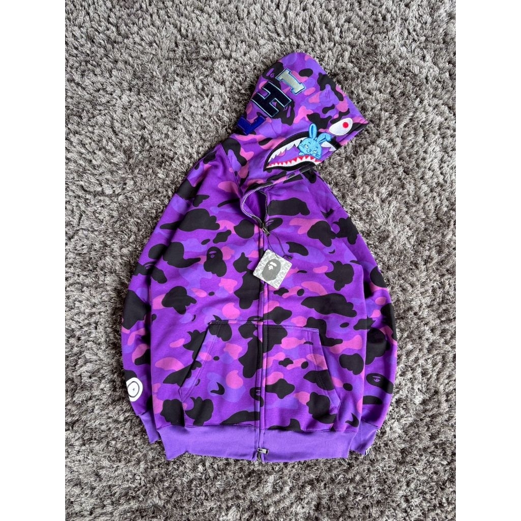 Jaket Hoodie Zipper Bape Camo x New jeans Unisex Full Teg Fashion pria dan Wanita