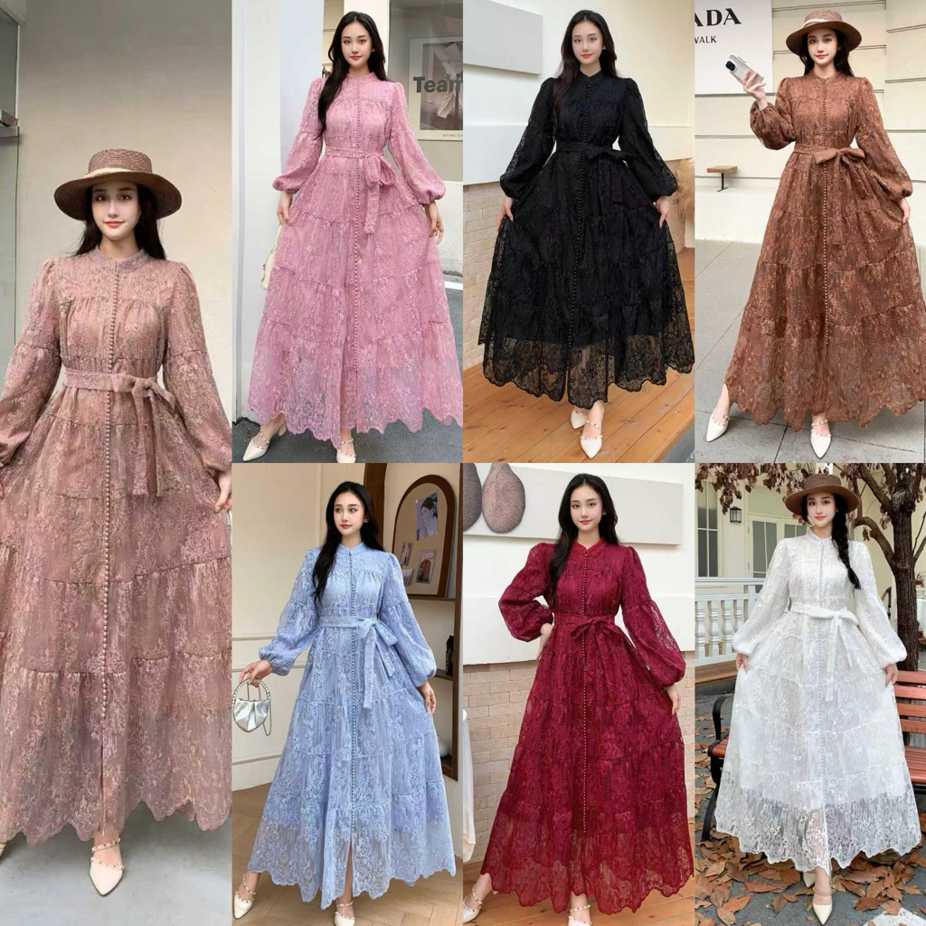 READY STOCK Gamis / Dress Kancing 1000 BORDIR import BKK