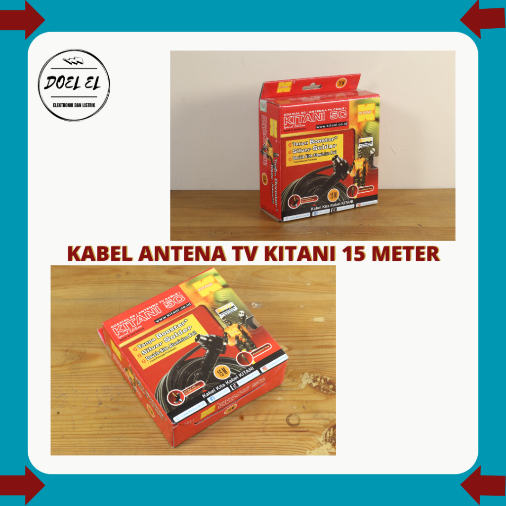 KABEL ANTENA TV MERK KITANI 15 METER | RG6 KITANI 5C KABEL PLUS JACK 15 METER