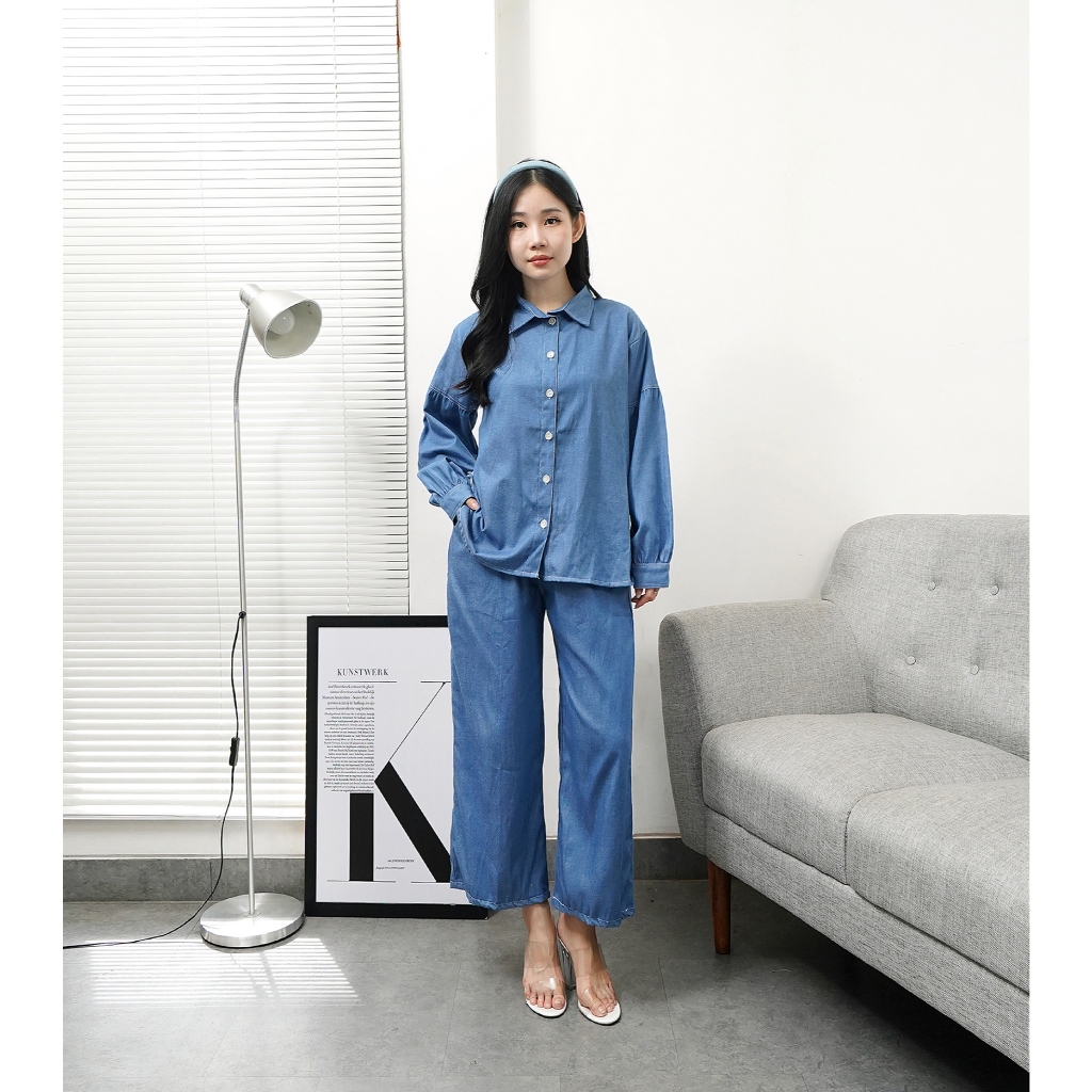 Nayla Set / Setelan Jeans Wanita Celana Kulot / OOTD Kekinian