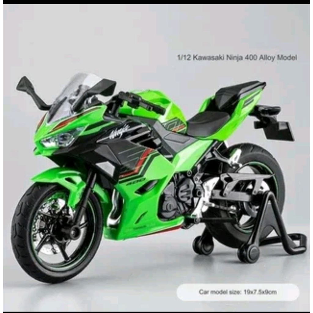 Koleksi dan Mainan Miniatur Daicast motor Kawasaki ninja ZX-400-4RR body Metal,nyala Lampu dan Suara