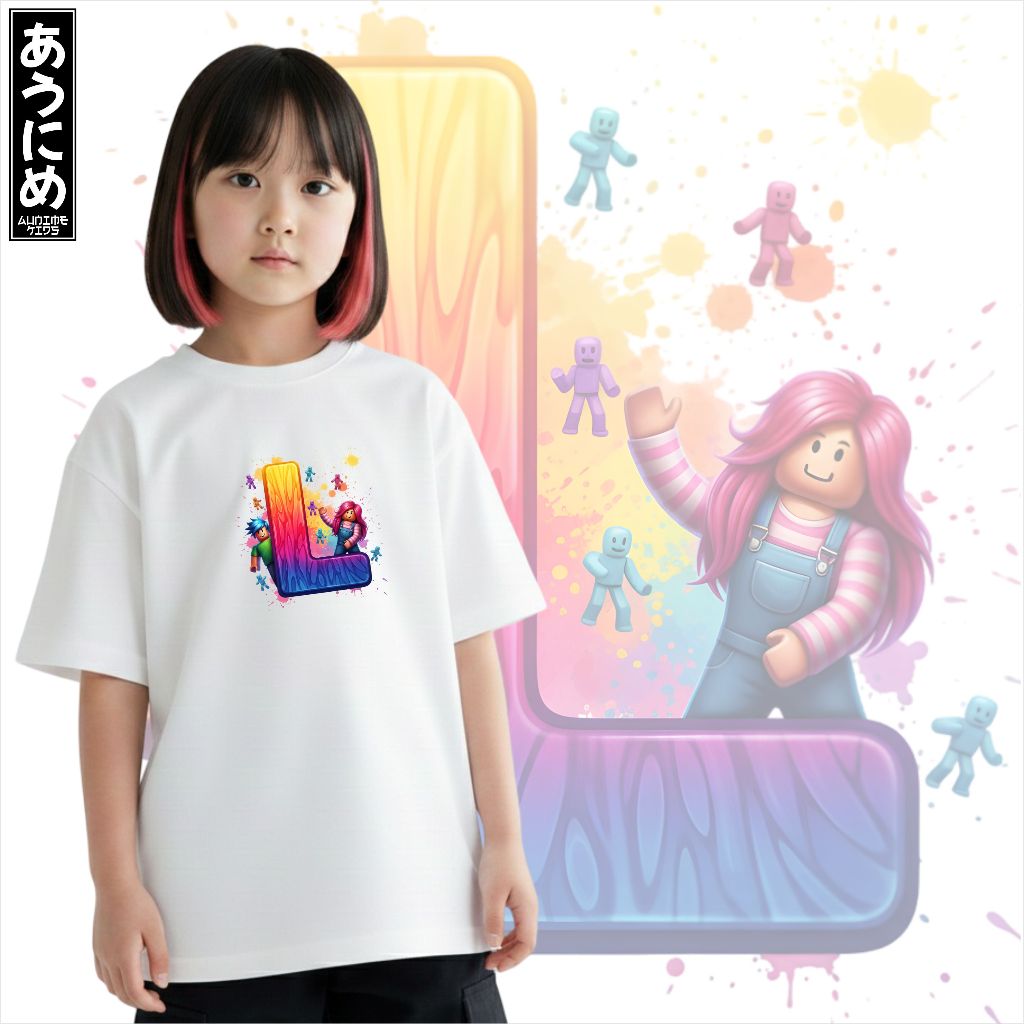 Kaos Anak Laki Laki Perempuan Unisex INISIAL L  cotton combed roblox