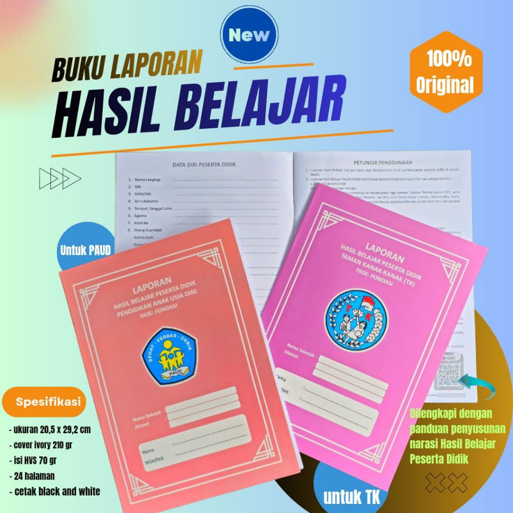 Buku RAPORT TK/PAUD Kurikulum Merdeka "Laporan Belajar Peserta Didik Pendidikan Usia Dini" (Usia 3-6