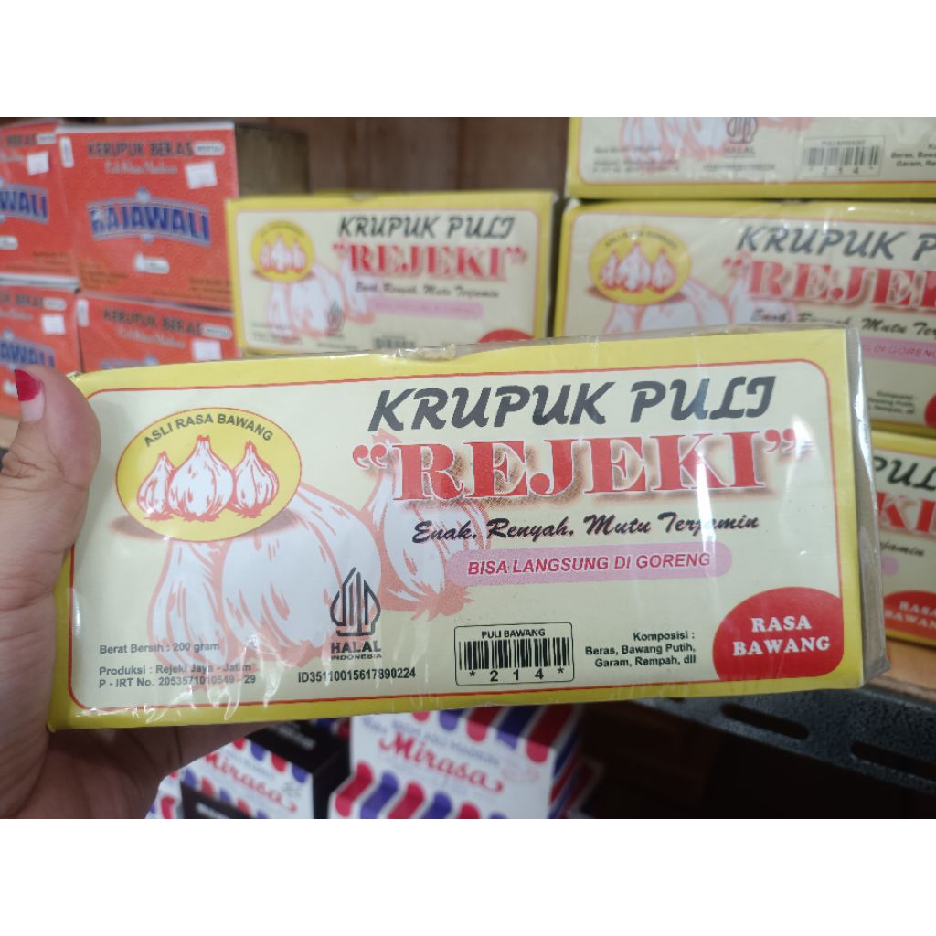 Krupuk Puli REJEKI, krupuk puli mentah rasa bawang, krupuk puli siap goreng