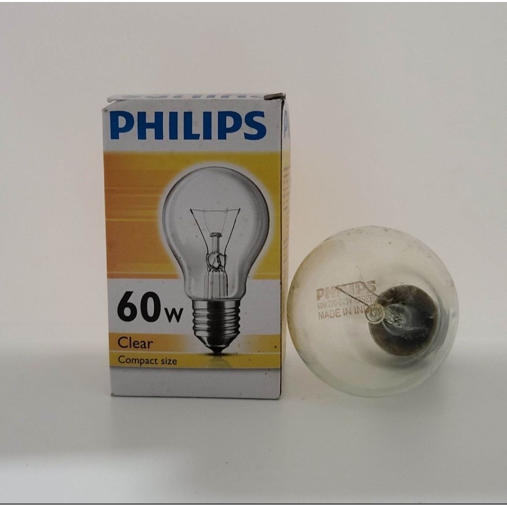 Bohlam Pijar Clear 60 Watt 75 Watt Philips CAHAYA KUNING
