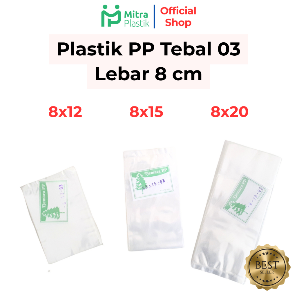 Plastik PP Lebar 8 Tebal 03 8x12 8x15 8x20 Kantong Plastik Bening Transparan