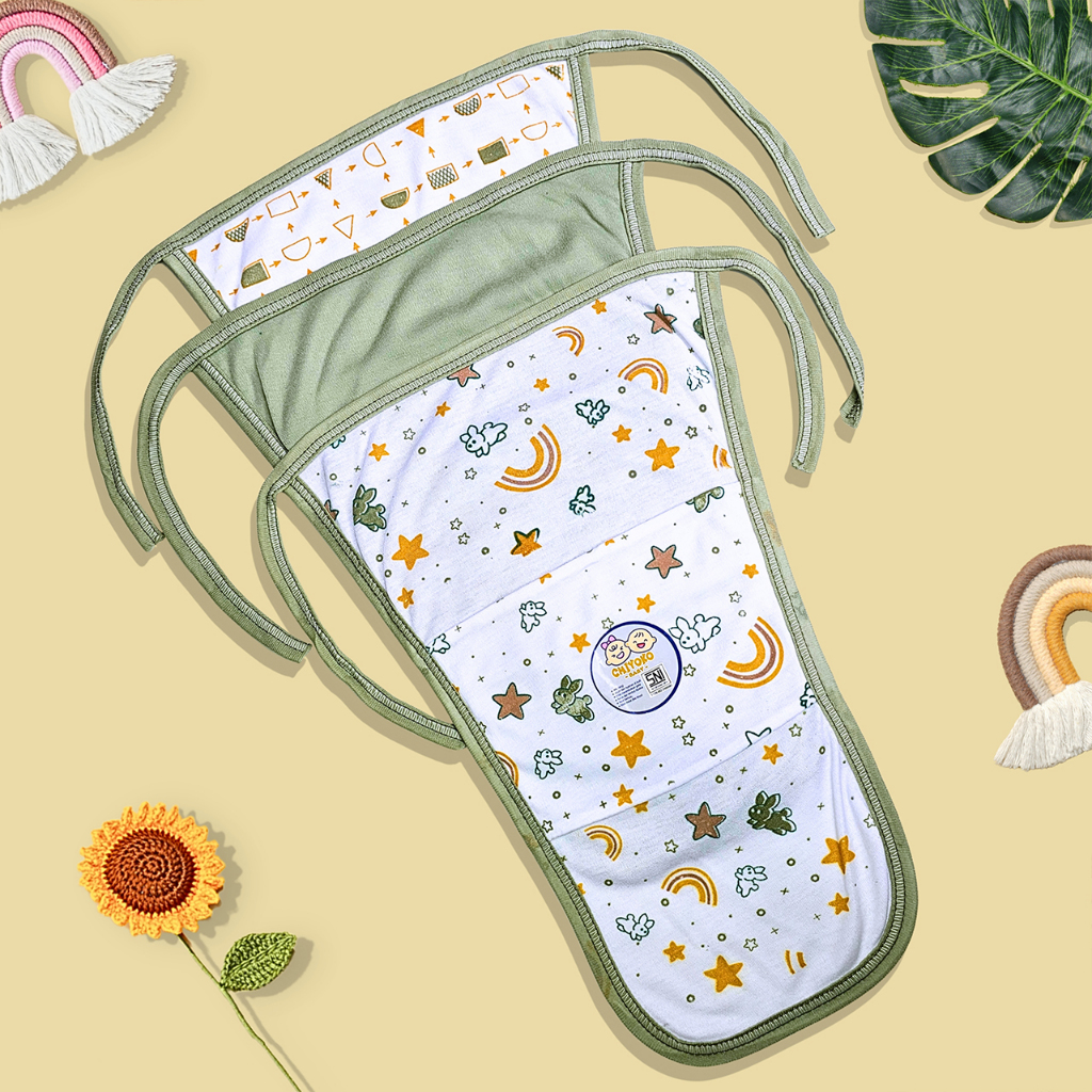 6 Pcs / 12 Pcs Popok Tali Bayi Baru Lahir Double Kain Serian HIJAU Chiyoko Baby SNI