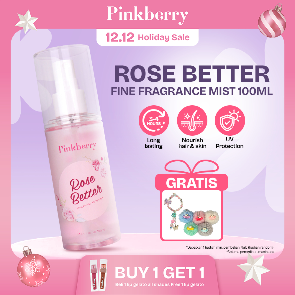 PINKBERRY Hair & Body Mist Rose Better - Parfum Spray Rambut dan Badan Melembabkan Aroma Bunga Mawar