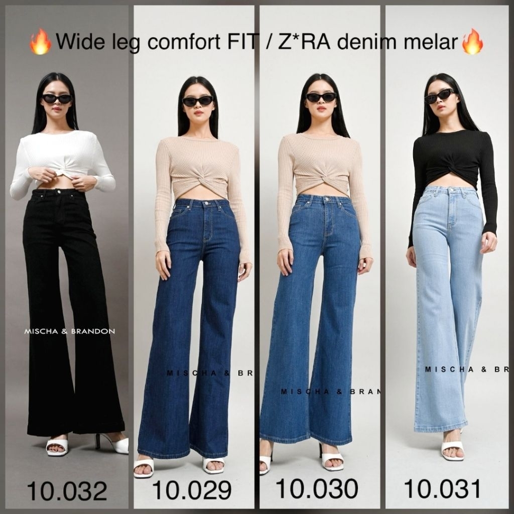 M&B JEANS Celana Panjang Kulot Wanita Jeans Wide Leg Comfort Fit High Rise Super Stretch