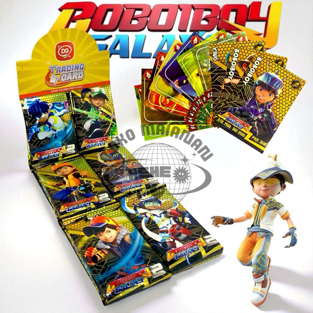 12 SACHET KARTU FOIL DG BOBOIBOY || TRADING CARD BOBOIBOY GALAXY (1 Renteng / 12 Bungkus)