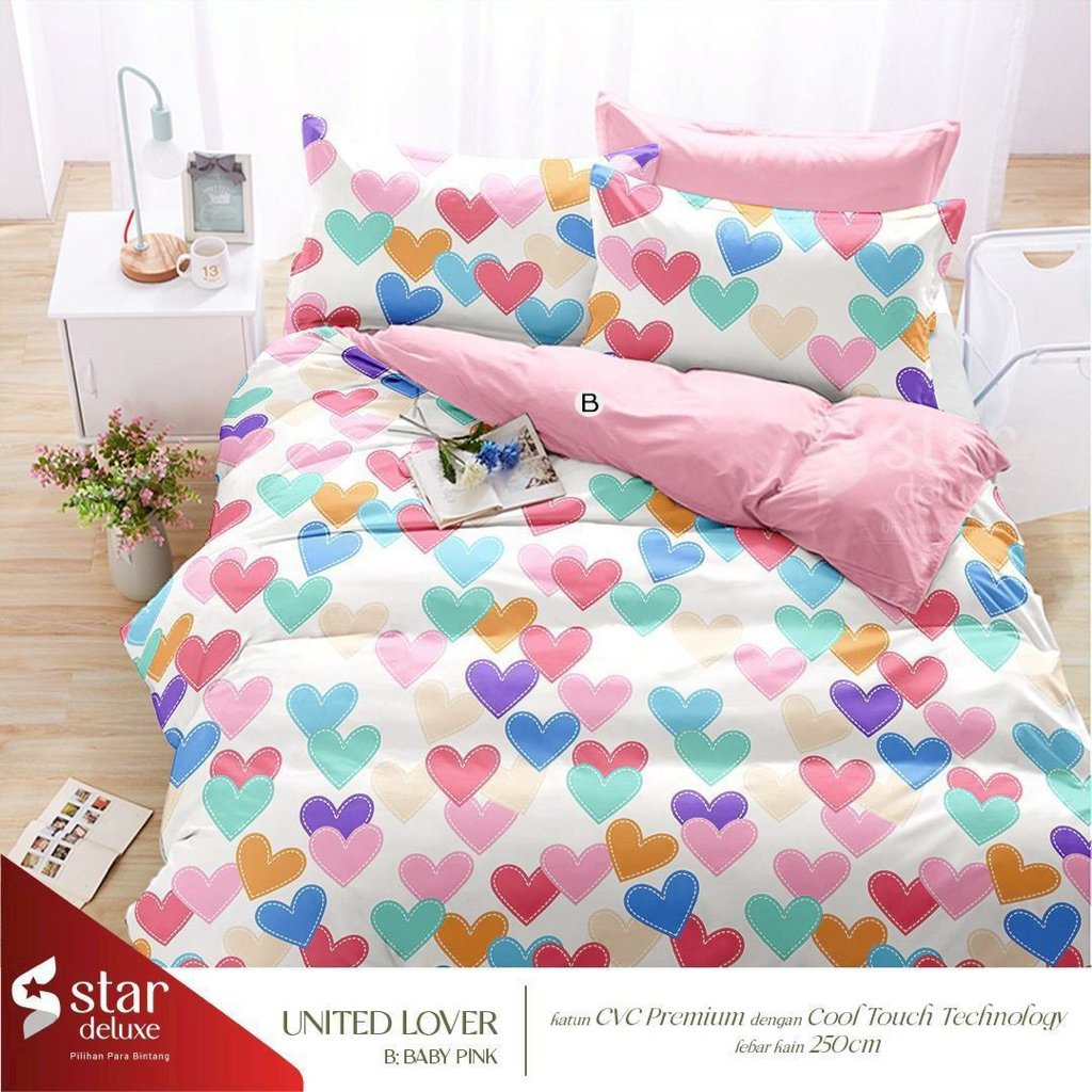 (COD) Ziby - Sprei Set Motif United lovees Sprei Anti Geser | Sprei Anak | Sprei dewasa | 90x200x20 
